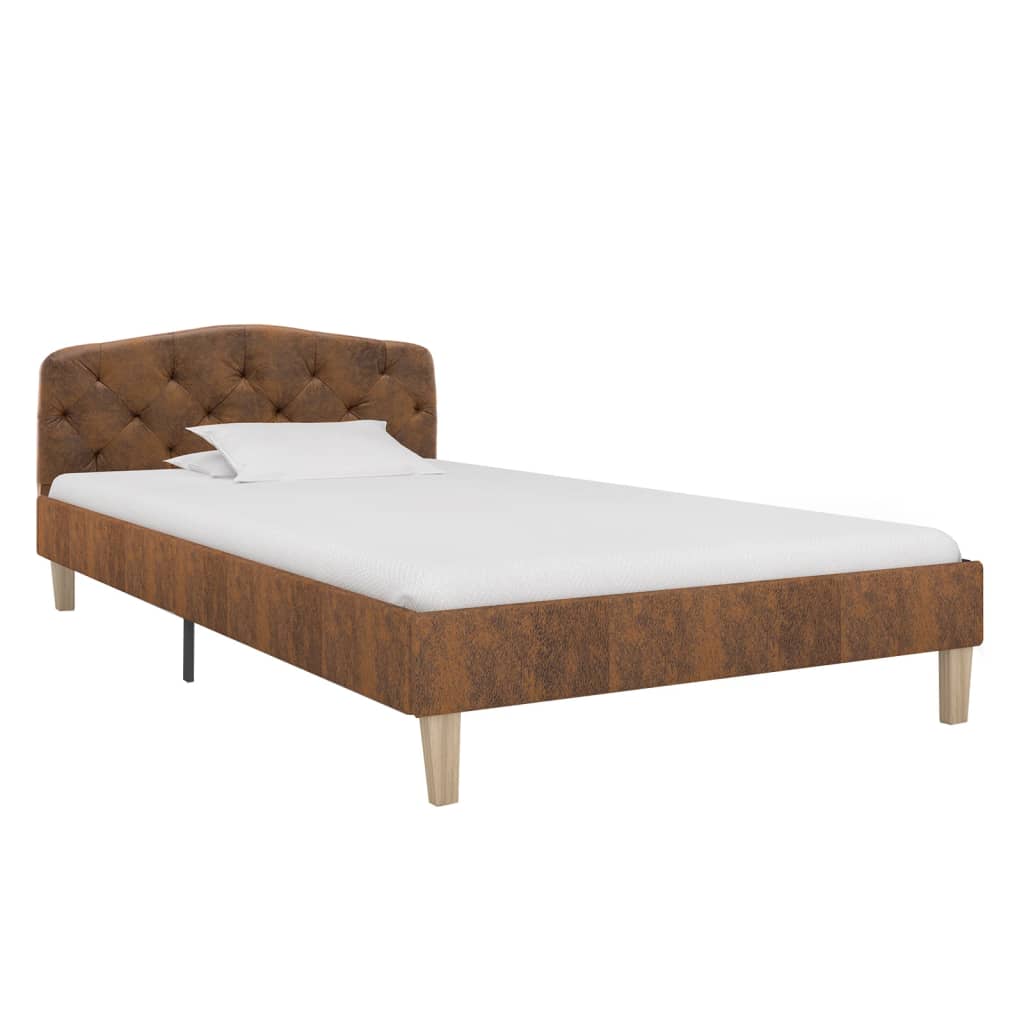 Cadre de lit Marron Similicuir daim 90 x 200 cm Lits & cadres de lit vidaXL   