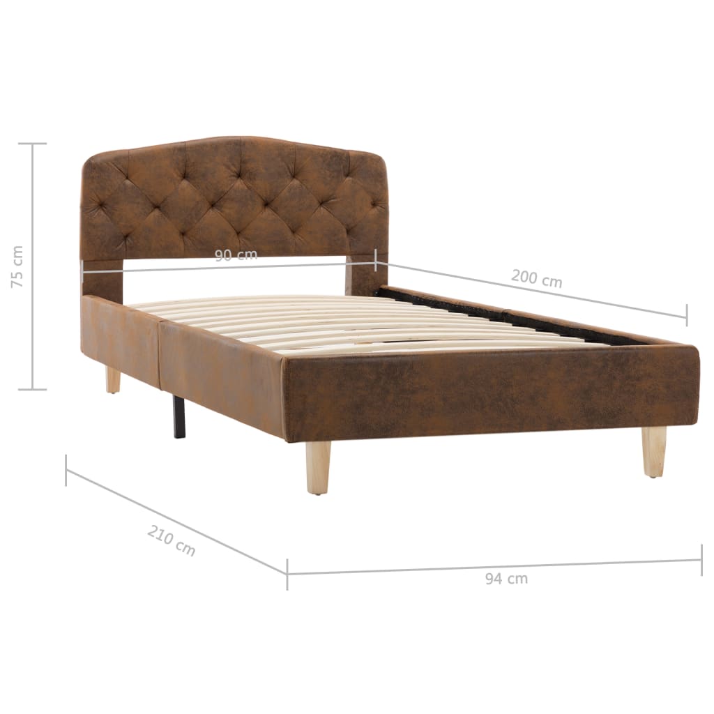 Cadre de lit Marron Similicuir daim 90 x 200 cm Lits & cadres de lit vidaXL   