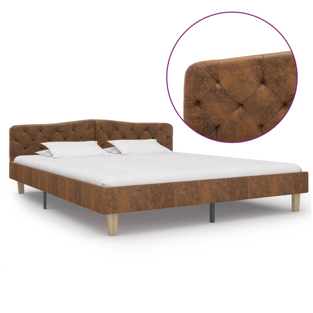 Cadre de lit Marron Similicuir daim 180 x 200 cm Lits & cadres de lit vidaXL   