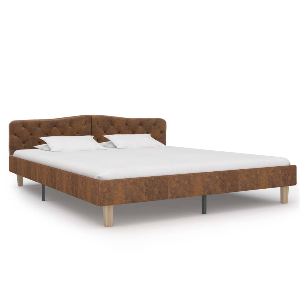 Cadre de lit Marron Similicuir daim 180 x 200 cm Lits & cadres de lit vidaXL   