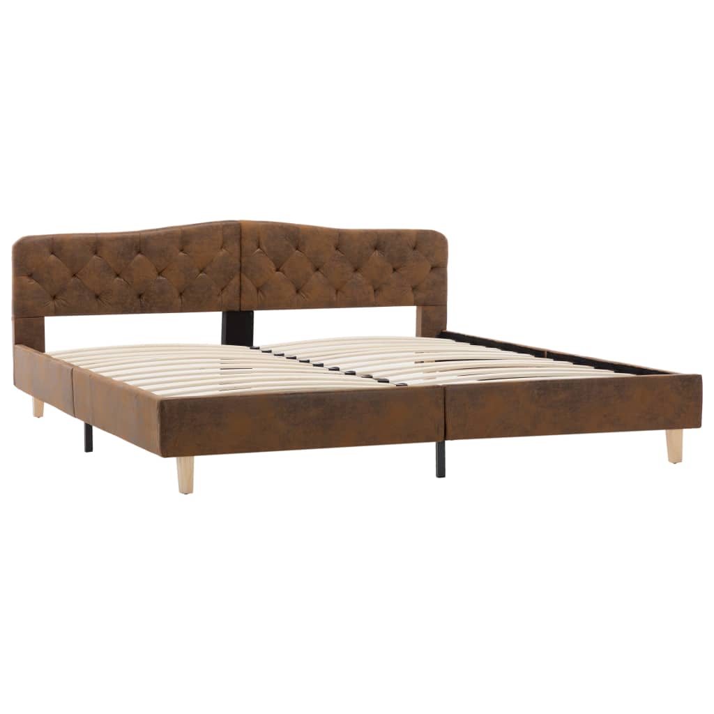 Cadre de lit Marron Similicuir daim 180 x 200 cm Lits & cadres de lit vidaXL   