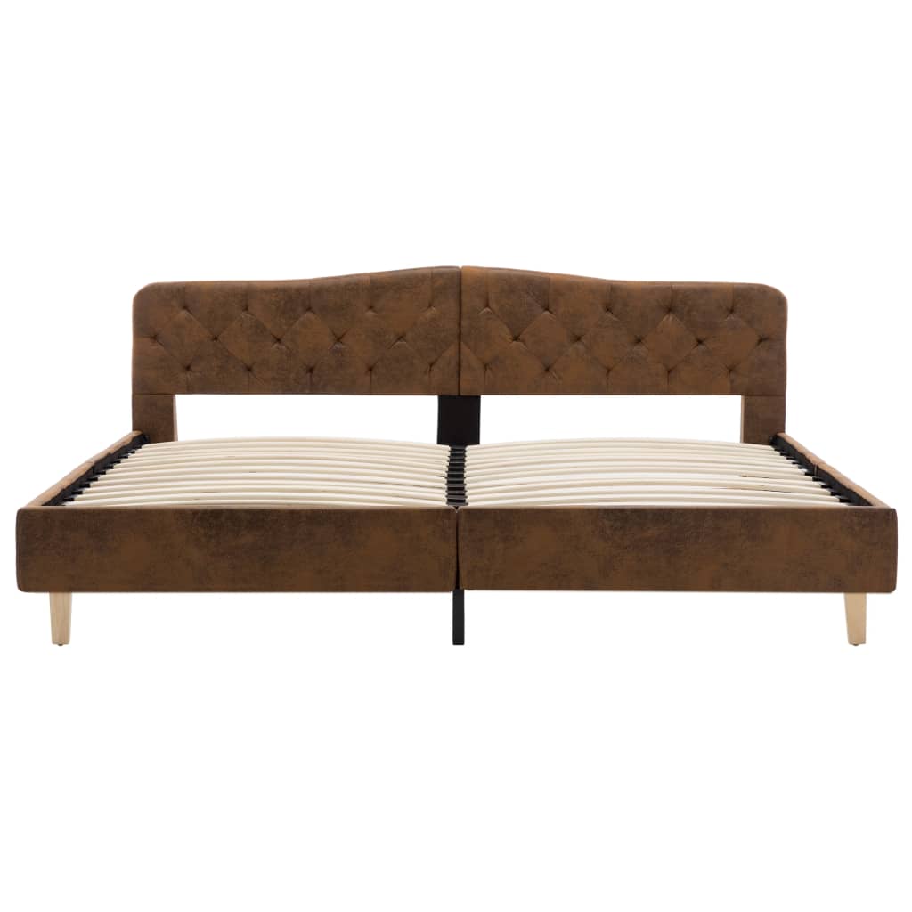 Cadre de lit Marron Similicuir daim 180 x 200 cm Lits & cadres de lit vidaXL   