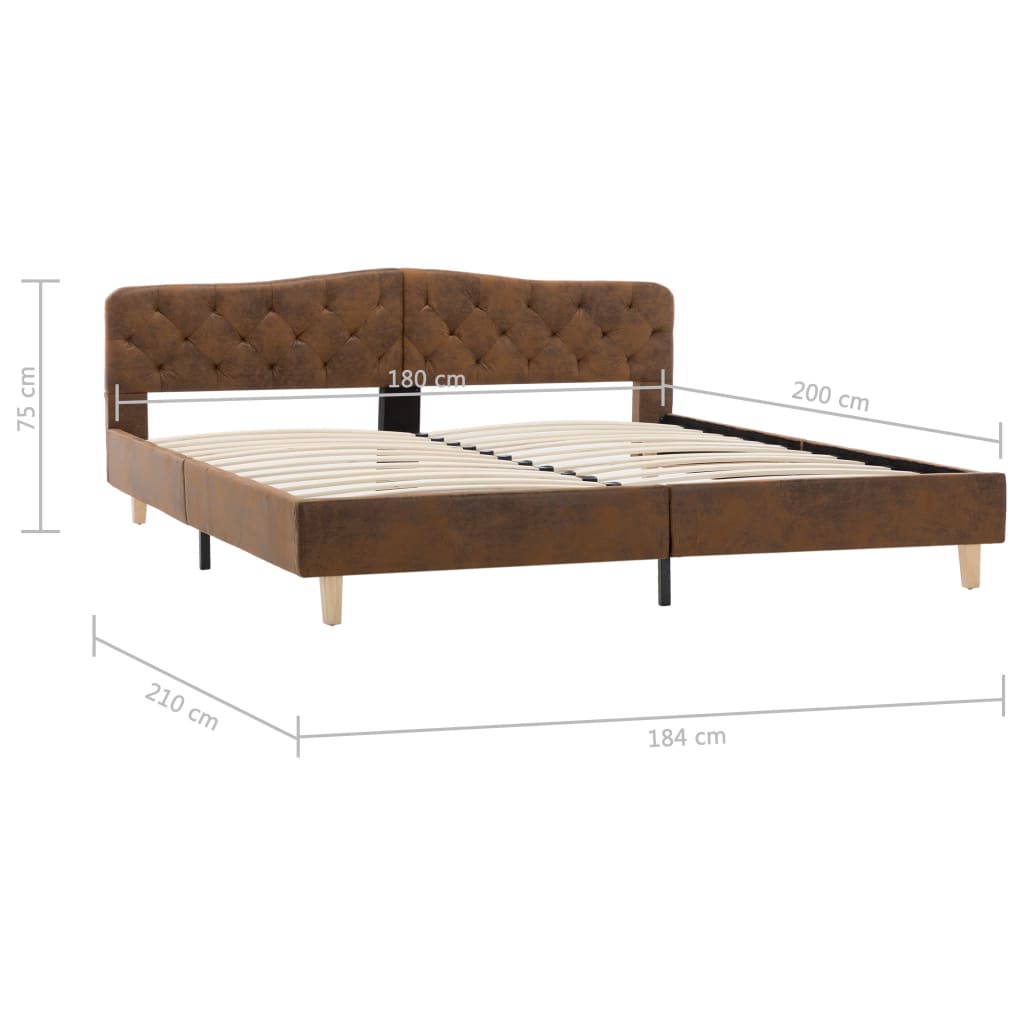 Cadre de lit Marron Similicuir daim 180 x 200 cm Lits & cadres de lit vidaXL   