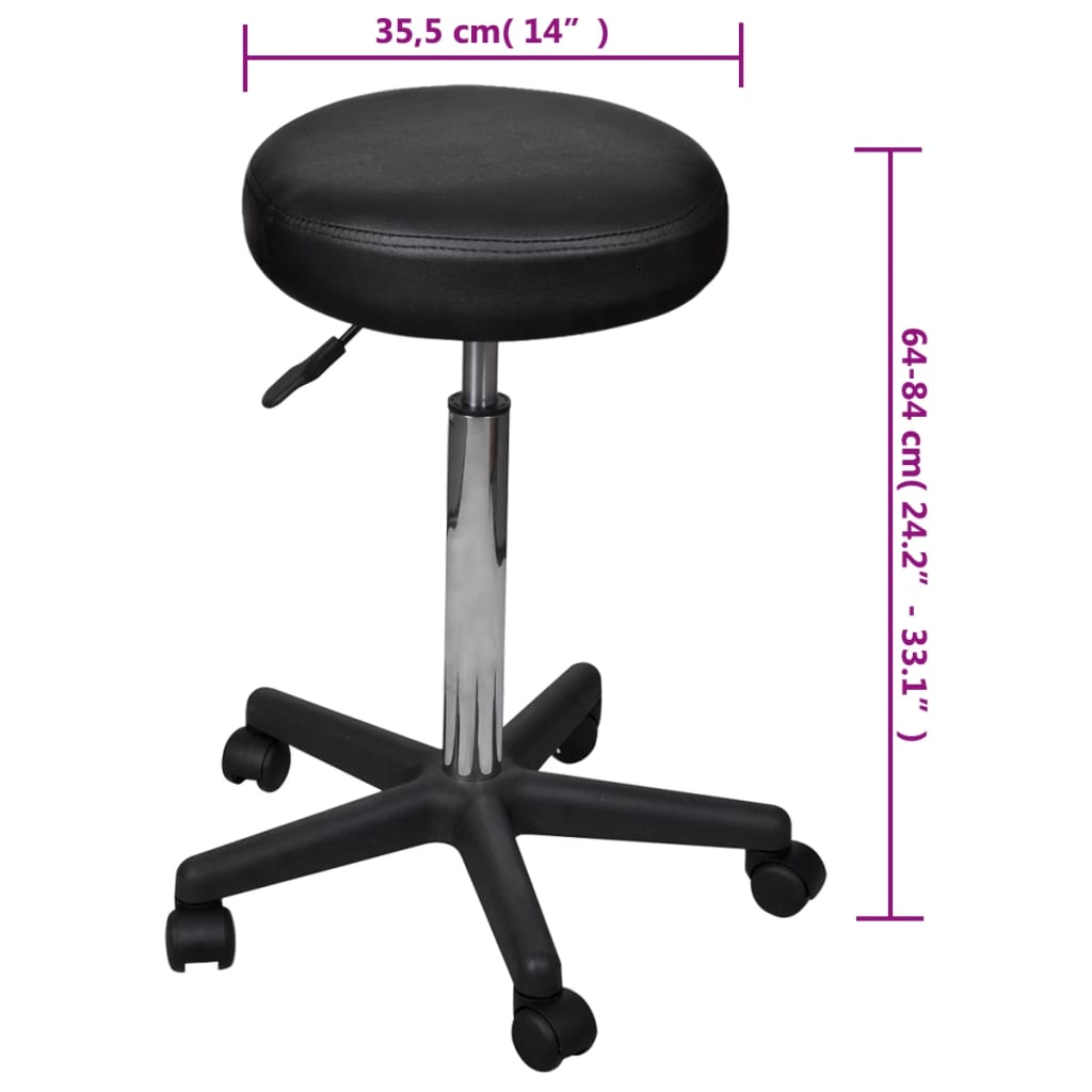 Tabourets de bureau lot de 2 Noir 35,5x84 cm Similicuir Chaises de bureau vidaXL