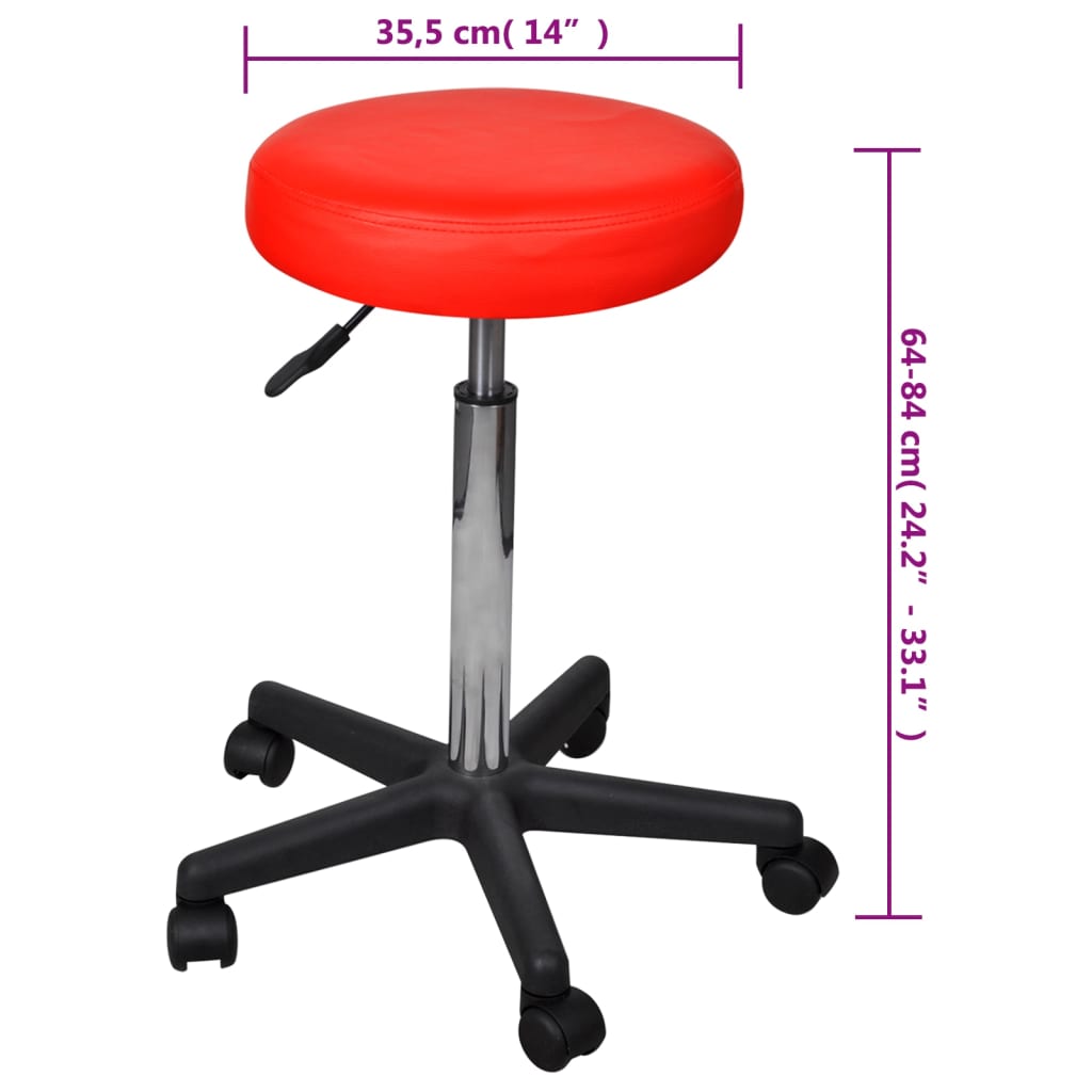 Tabourets de bureau lot de 2 Rouge 35,5x84 cm Similicuir Chaises de bureau vidaXL