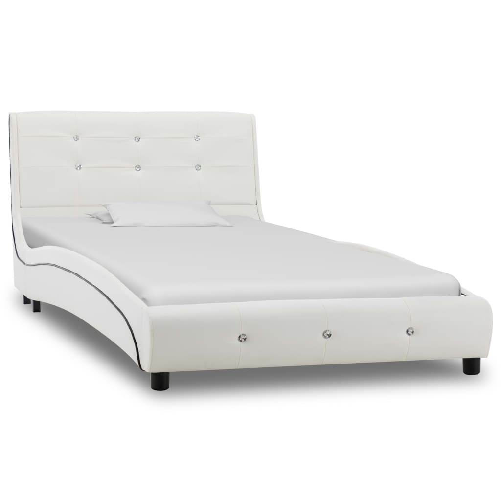 Lit avec matelas à mémoire de forme Blanc Similicuir 90x200 cm Lits & cadres de lit vidaXL   