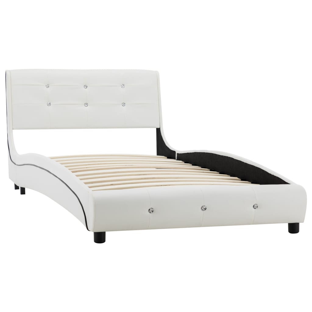 Lit avec matelas à mémoire de forme Blanc Similicuir 90x200 cm Lits & cadres de lit vidaXL   