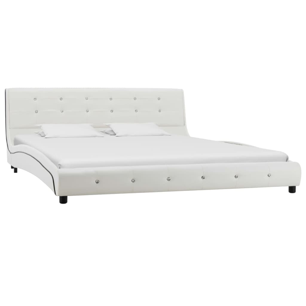 Lit avec matelas à mémoire de forme Blanc Similicuir 160x200 cm Lits & cadres de lit vidaXL   