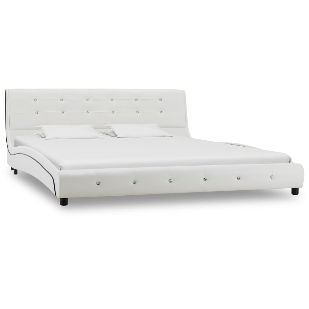 Lit avec matelas à mémoire de forme Blanc Similicuir 160x200 cm Lits & cadres de lit vidaXL   