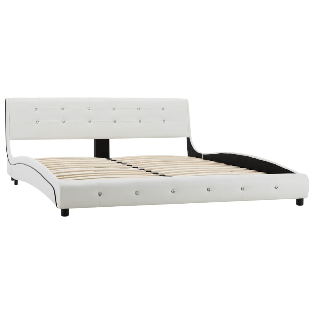 Lit avec matelas à mémoire de forme Blanc Similicuir 160x200 cm Lits & cadres de lit vidaXL   