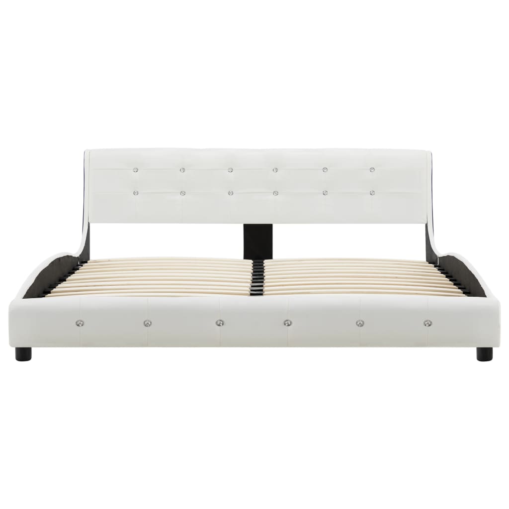 Lit avec matelas à mémoire de forme Blanc Similicuir 160x200 cm Lits & cadres de lit vidaXL   