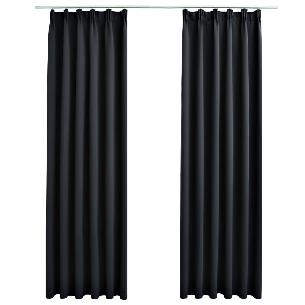 Rideaux occultants avec crochets 2 pcs Noir 140x175 cm Rideaux vidaXL   