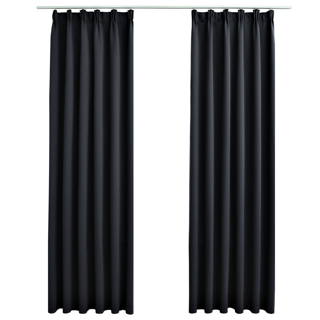 Rideaux occultants avec crochets 2 pcs Noir 140x245 cm Rideaux vidaXL