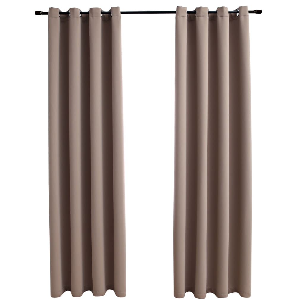 Rideaux occultants avec anneaux en métal 2 pcs Taupe 140x245 cm Rideaux vidaXL   