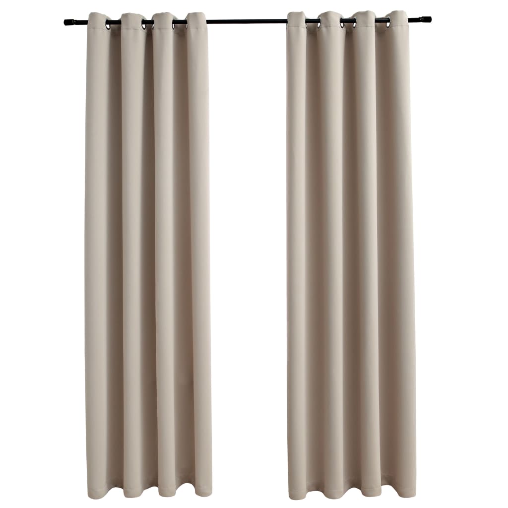 Rideaux occultants avec anneaux en métal 2 pcs Beige 140x225 cm Rideaux vidaXL   