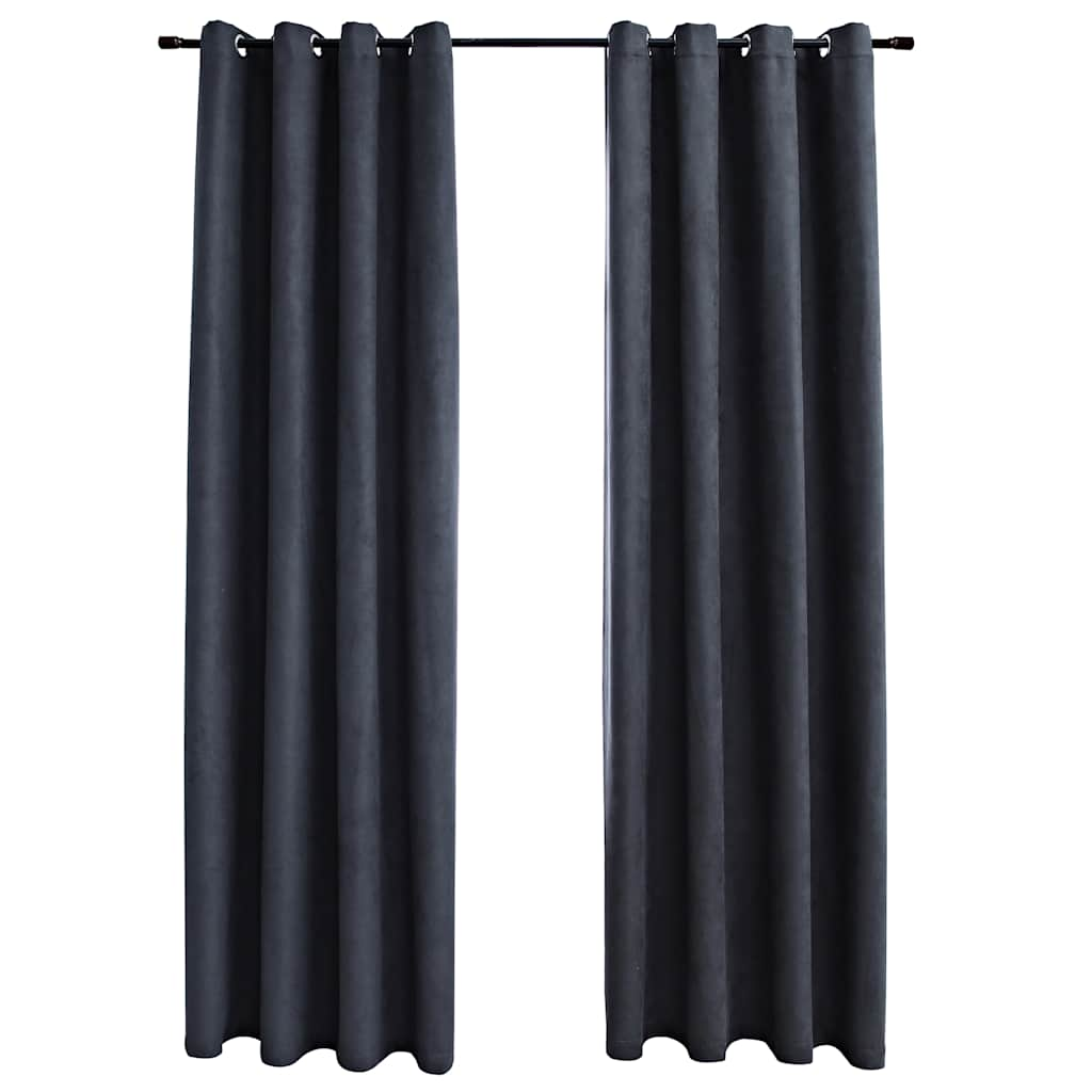 Rideaux occultants avec anneaux Métal 2pcs Anthracite 140x225cm Rideaux vidaXL