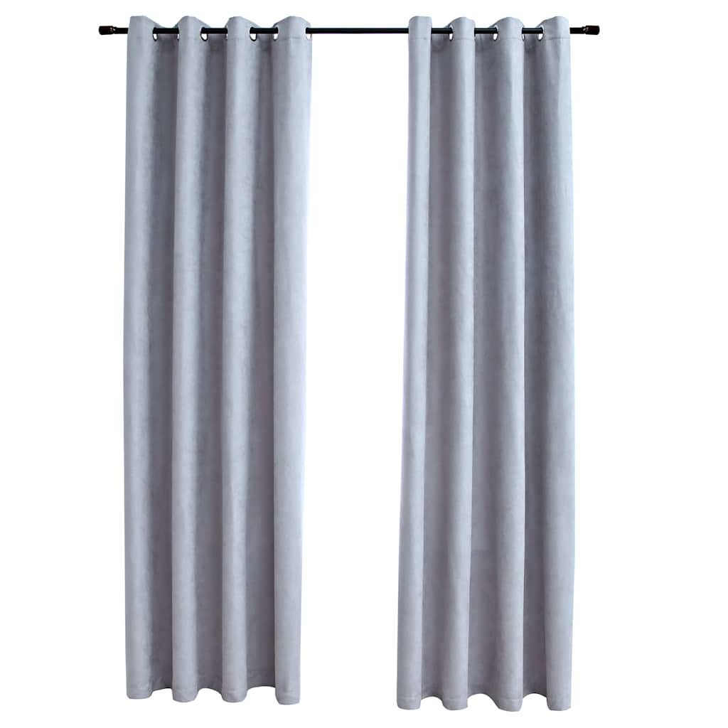 Rideaux occultants avec anneaux en métal 2 pcs Gris 140x175 cm Rideaux vidaXL