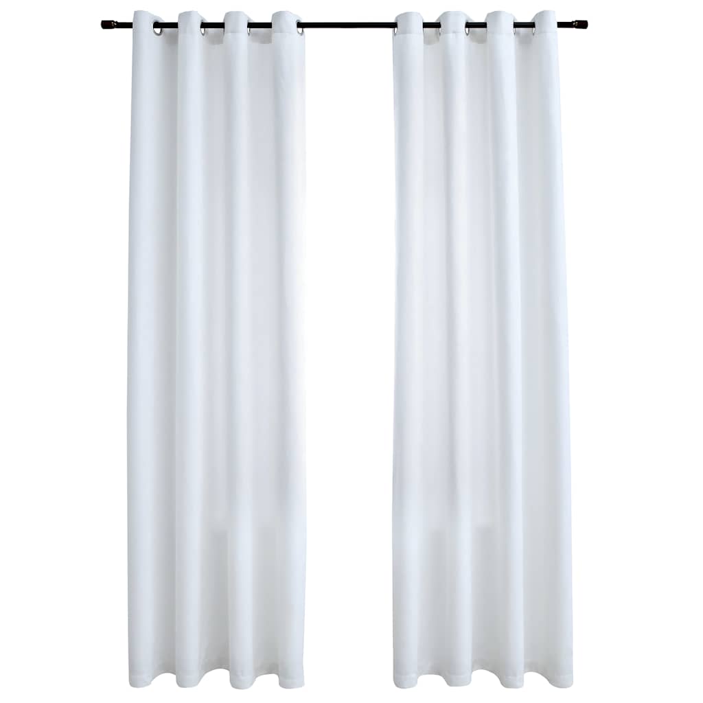 Rideau occultant et anneaux en métal 2pcs Blanc cassé 140x225cm Rideaux vidaXL