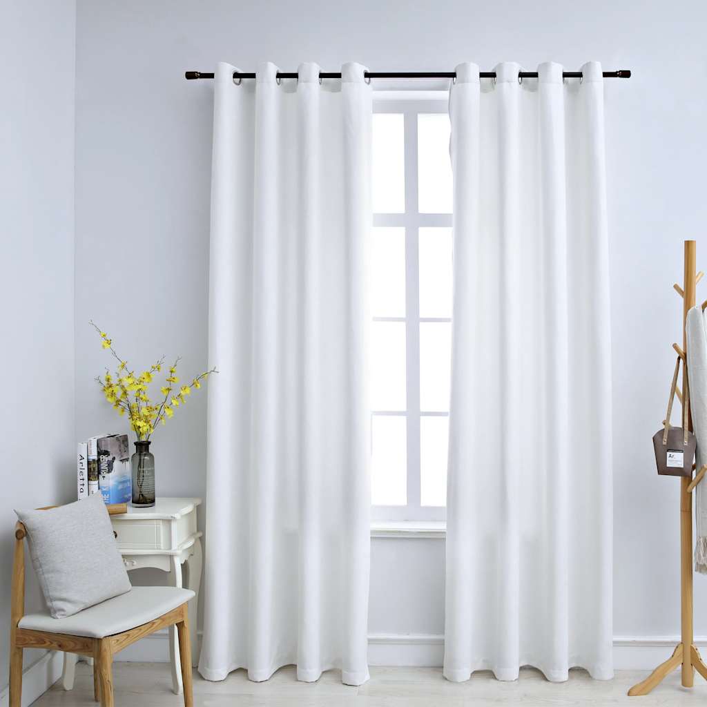 Rideau occultant et anneaux en métal 2pcs Blanc cassé 140x225cm Rideaux vidaXL