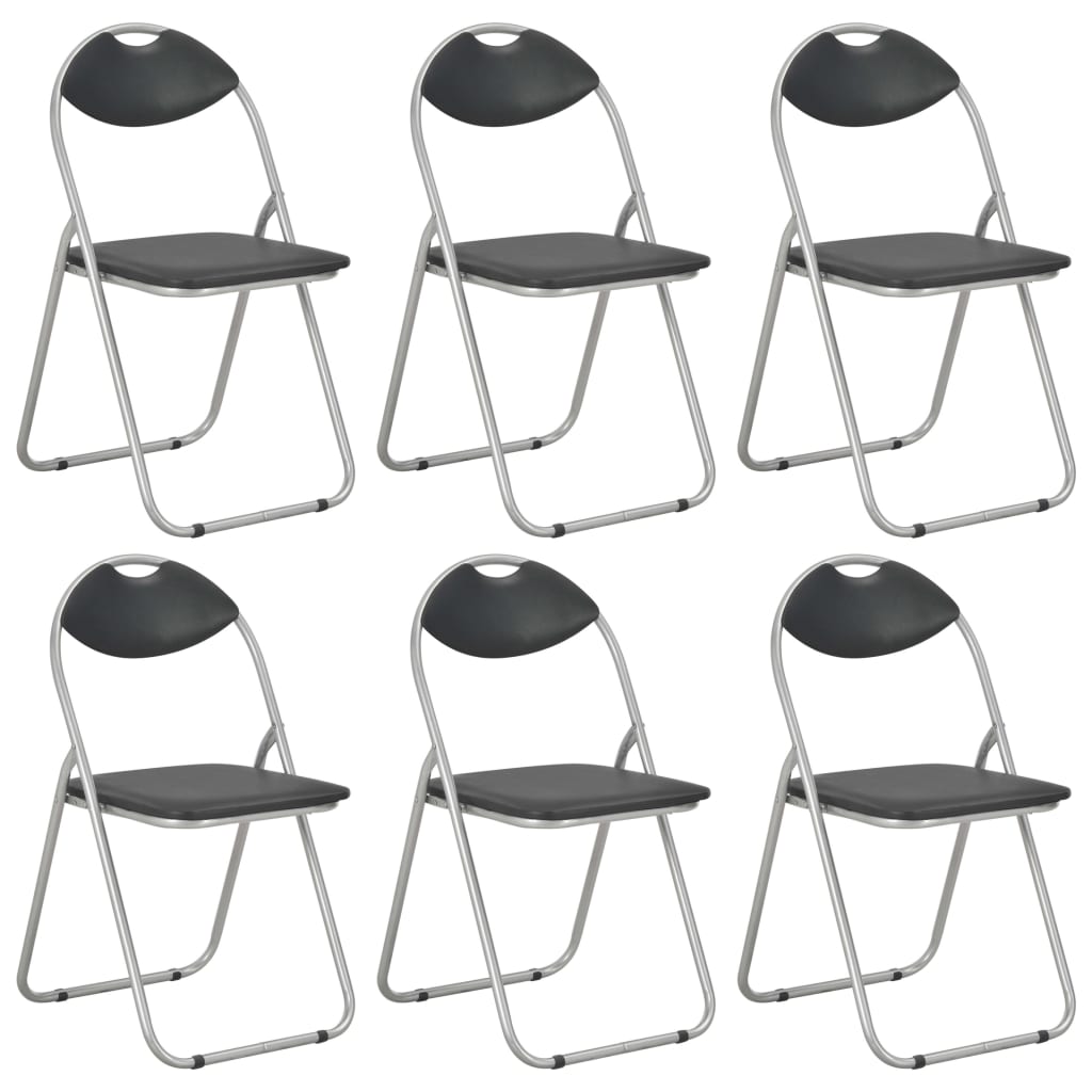 Chaises pliantes à manger lot de 6 noir similicuir Chaises de cuisine vidaXL   