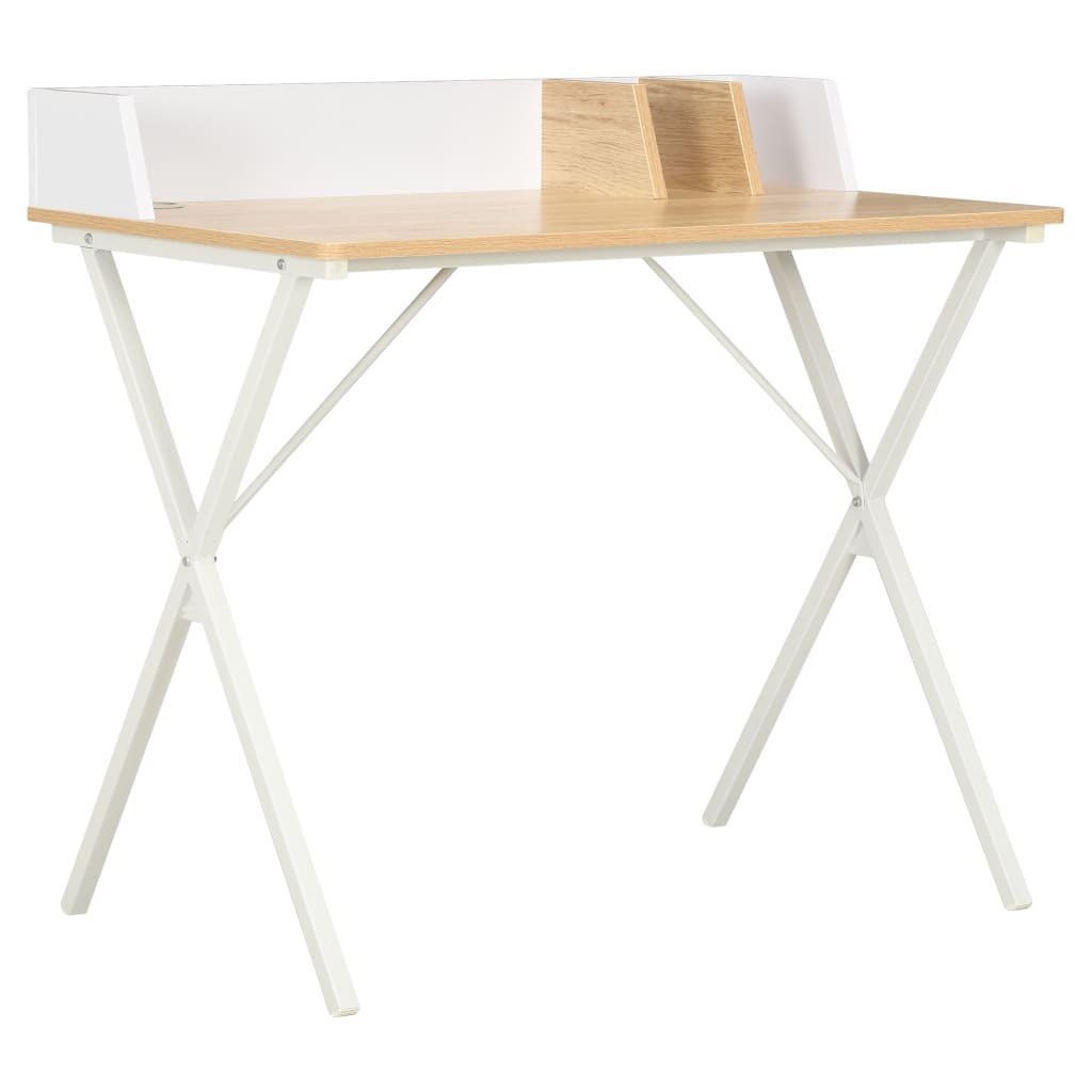 Bureau Blanc et naturel 80x50x84 cm Bureaux vidaXL   