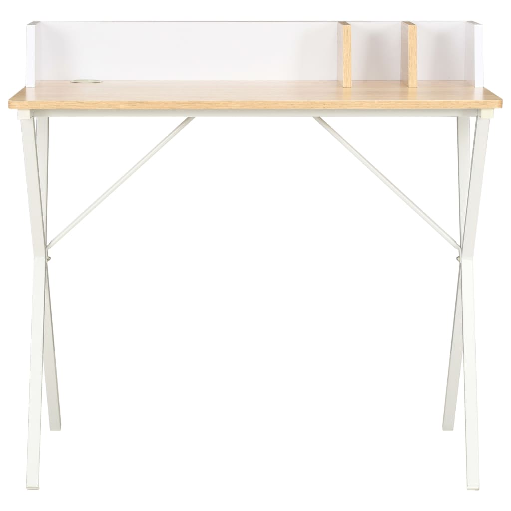 Bureau Blanc et naturel 80x50x84 cm Bureaux vidaXL   