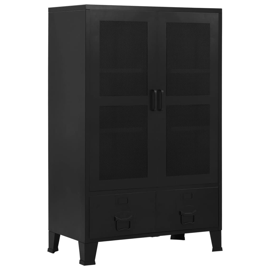 Armoire de bureau avec portes en maille Acier 75x40x120 cm Noir Classeur à tiroirs vidaXL   