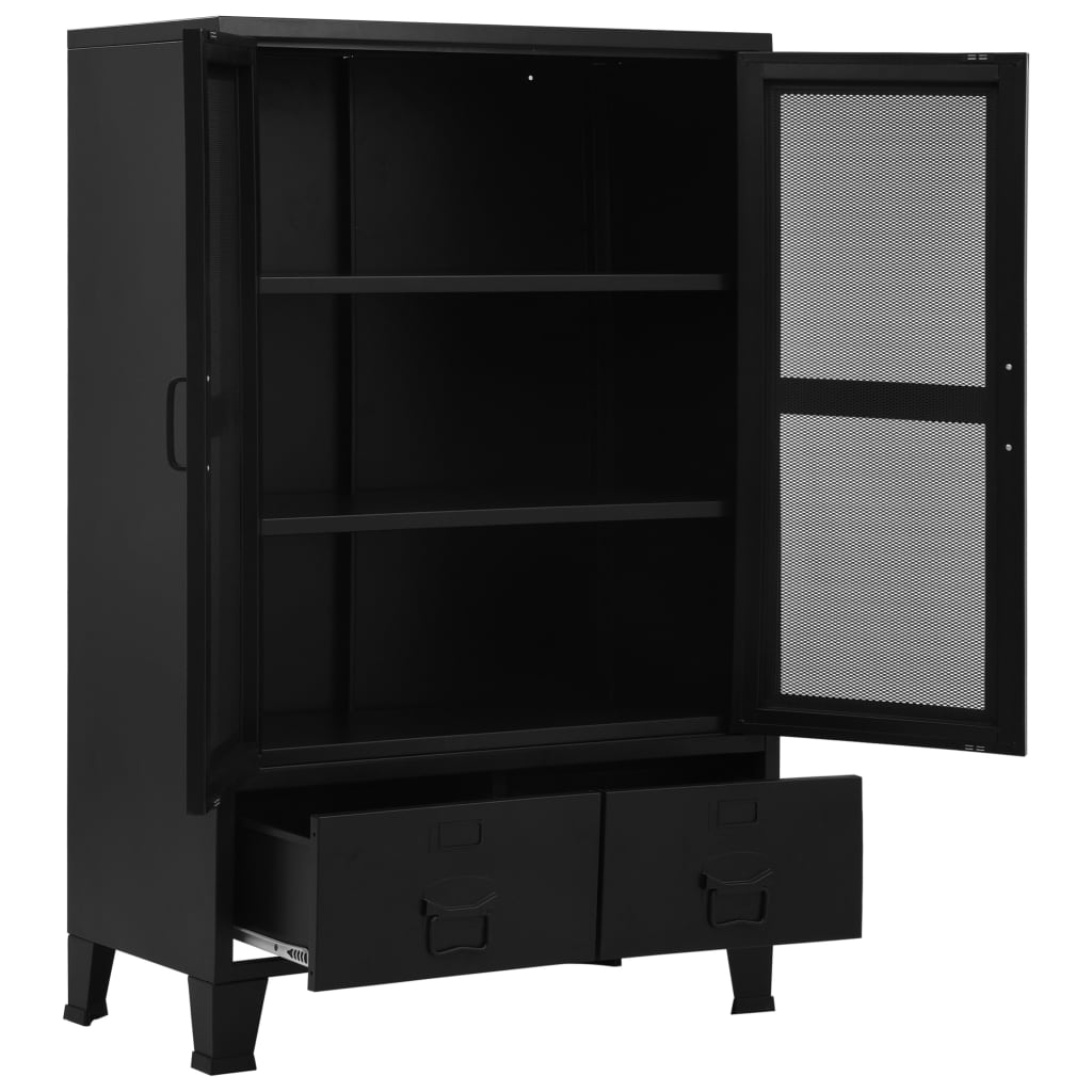 Armoire de bureau avec portes en maille Acier 75x40x120 cm Noir Classeur à tiroirs vidaXL   