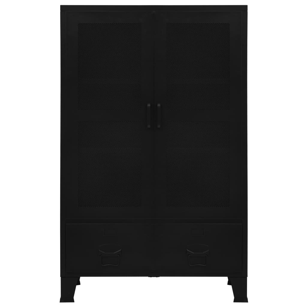 Armoire de bureau avec portes en maille Acier 75x40x120 cm Noir Classeur à tiroirs vidaXL   