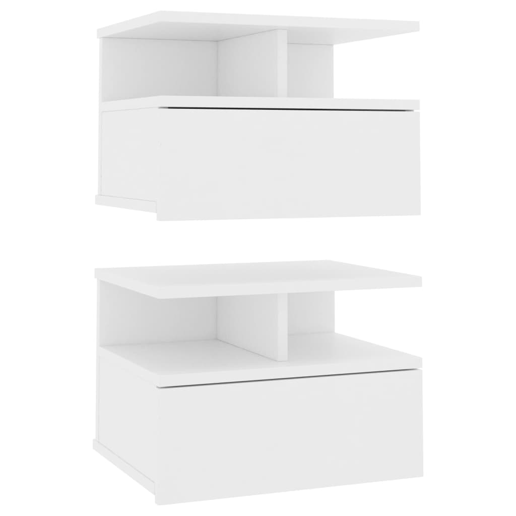 800406 vidaXL Tables de chevet flottantes 2 pcs Blanc Bois ingénierie - Xios Store SNC