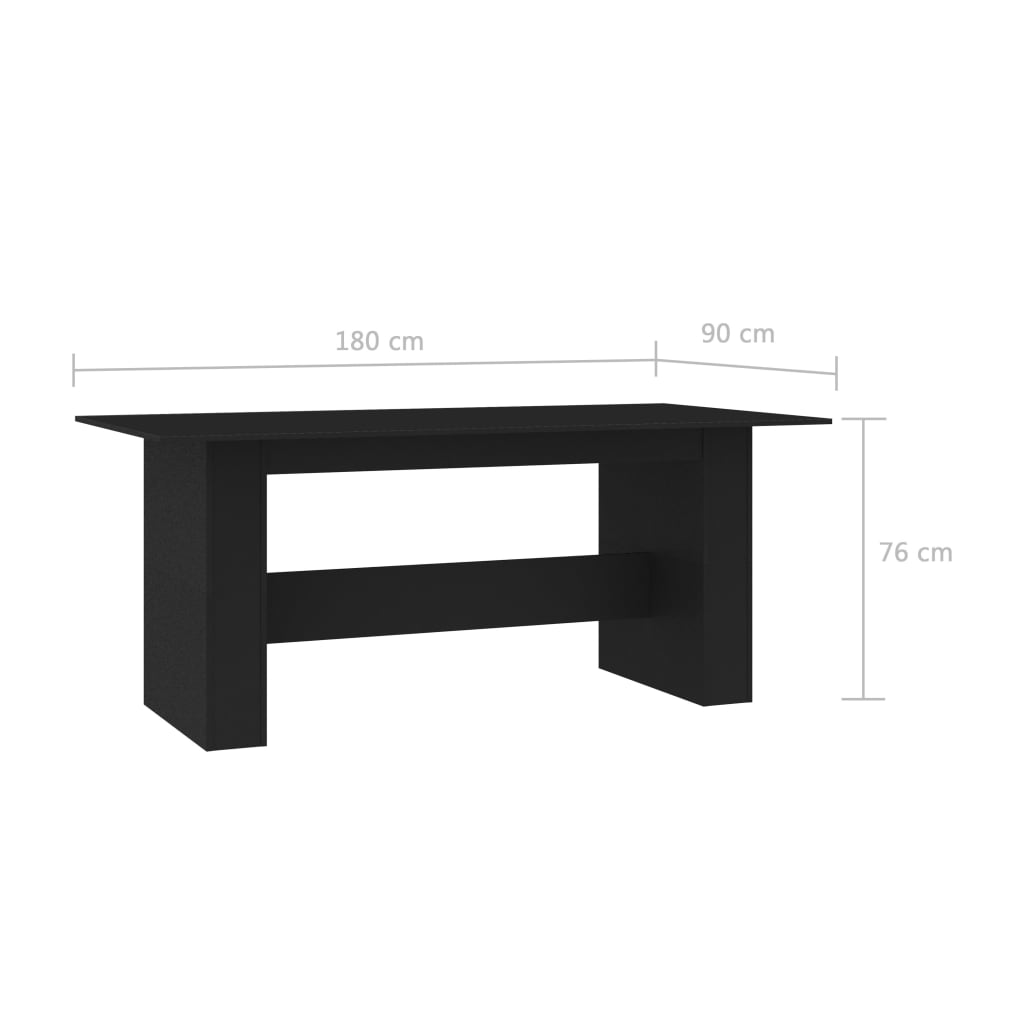 Table à manger Noir 180x90x76 cm Bois d’ingénierie Tables à manger vidaXL   