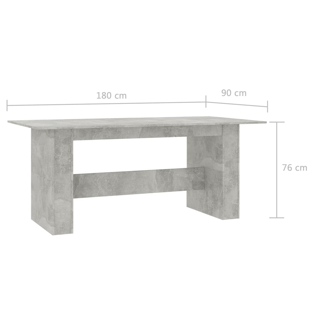 Table à manger Gris béton 180x90x76 cm Bois d’ingénierie Tables à manger vidaXL   