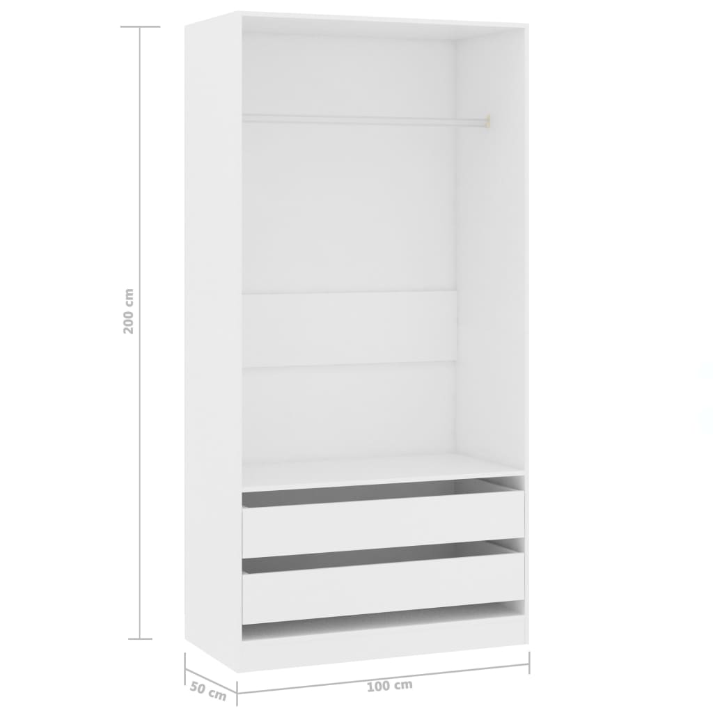 Garde-robe Blanc 100x50x200 cm Bois d'ingénierie Armoires vidaXL