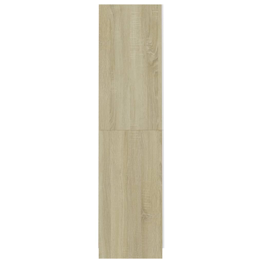 Garde-robe Blanc et chêne sonoma 90x52x200 cm Bois d’ingénierie Armoires vidaXL