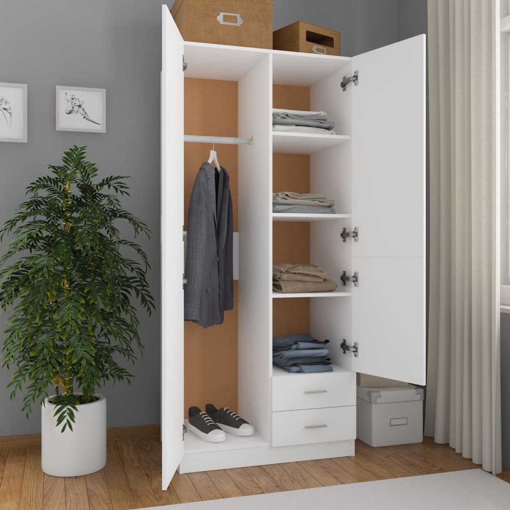 vidaXL Garde-robe Blanc 80x52x180 cm Bois d’ingénierie Armoires vidaXL