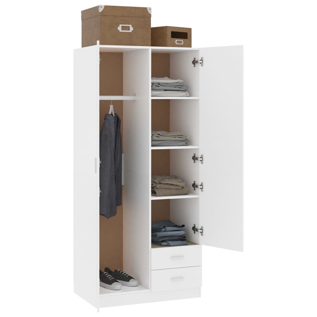 vidaXL Garde-robe Blanc 80x52x180 cm Bois d’ingénierie Armoires vidaXL