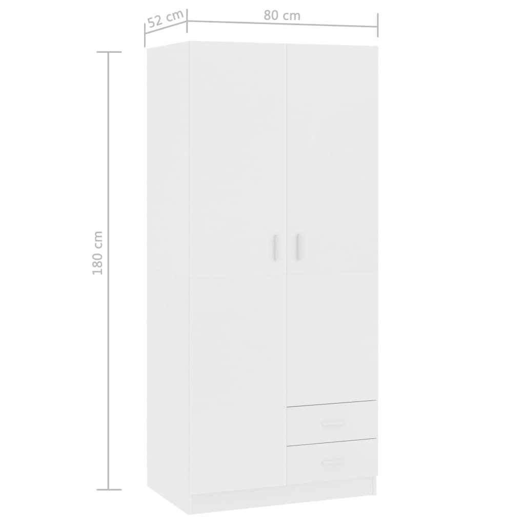 vidaXL Garde-robe Blanc 80x52x180 cm Bois d’ingénierie Armoires vidaXL