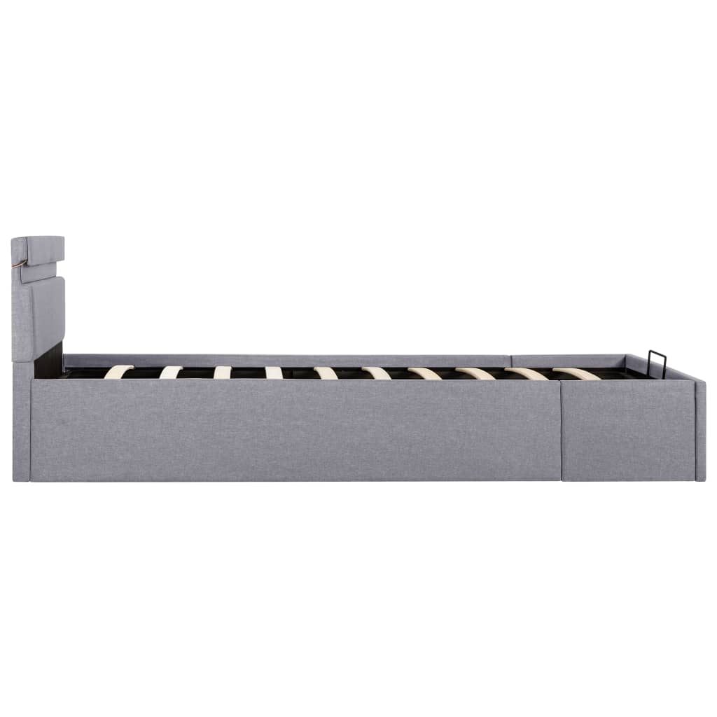 Cadre de lit à stockage hydraulique et LED gris clair 90x200 cm Lits & cadres de lit vidaXL   