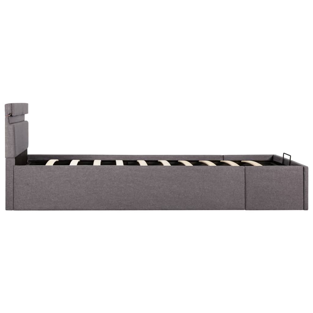 Cadre de lit à stockage hydraulique et LED Taupe 90x200 cm Lits & cadres de lit vidaXL   