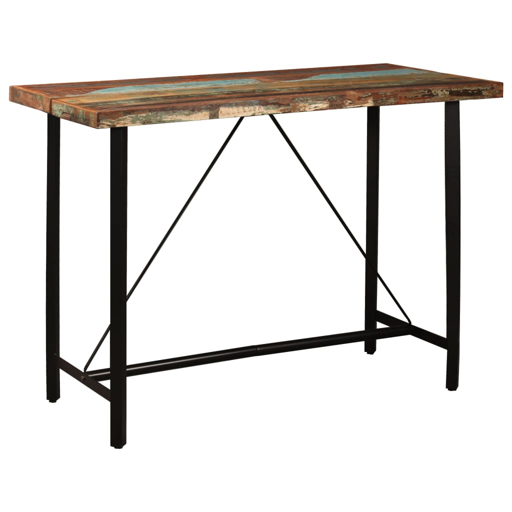 Ensemble de bar 5 pcs Bois de récupération et cuir véritable Meubles de salle à manger vidaXL   