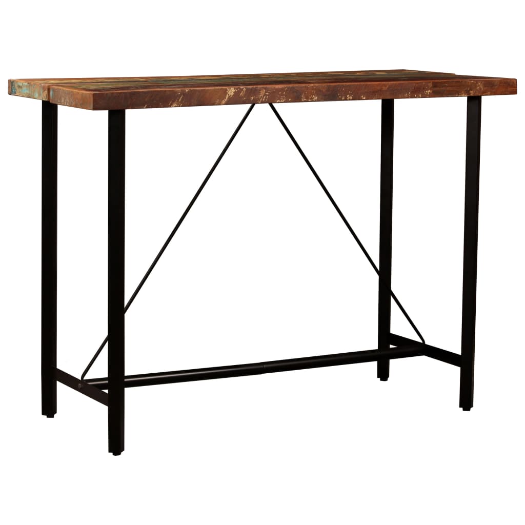 Ensemble de bar 5 pcs Bois de récupération et cuir véritable Meubles de salle à manger vidaXL   