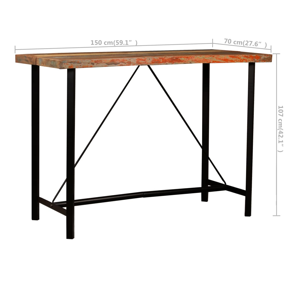 Ensemble de bar 7 pcs Bois de récupération et cuir véritable Meubles de salle à manger vidaXL   