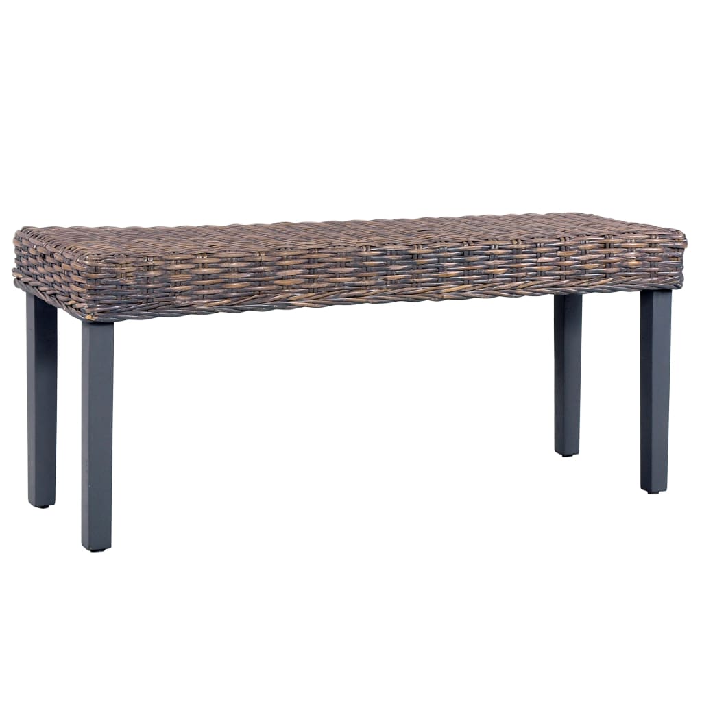 Banc 110 cm Gris Rotin naturel kubu et bois de manguier massif Bancs de cuisine & salle à manger vidaXL   