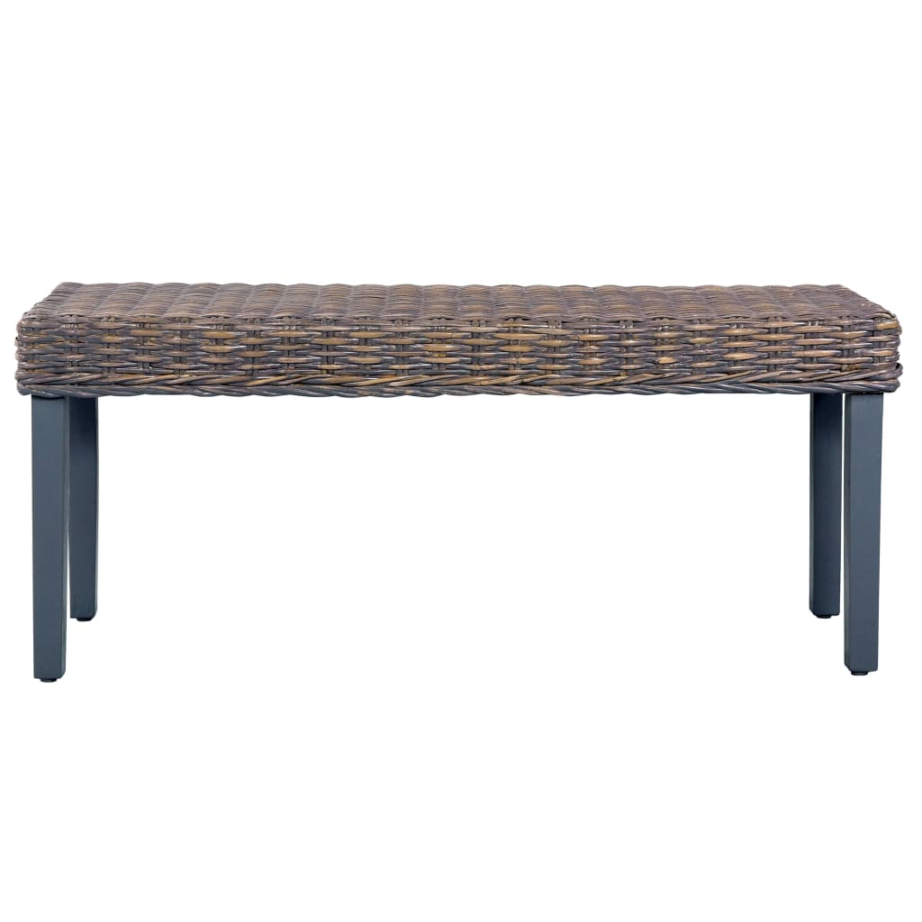 Banc 110 cm Gris Rotin naturel kubu et bois de manguier massif Bancs de cuisine & salle à manger vidaXL   