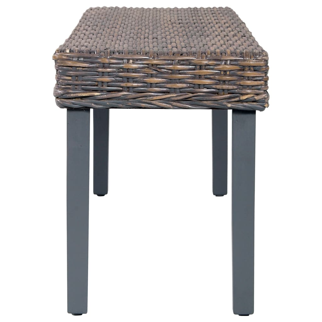 Banc 110 cm Gris Rotin naturel kubu et bois de manguier massif Bancs de cuisine & salle à manger vidaXL   