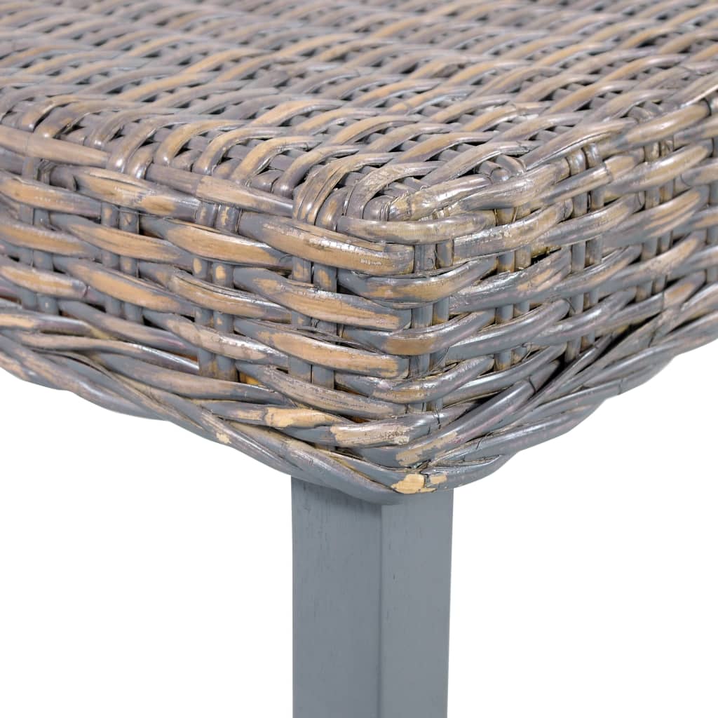 Banc 110 cm Gris Rotin naturel kubu et bois de manguier massif Bancs de cuisine & salle à manger vidaXL   