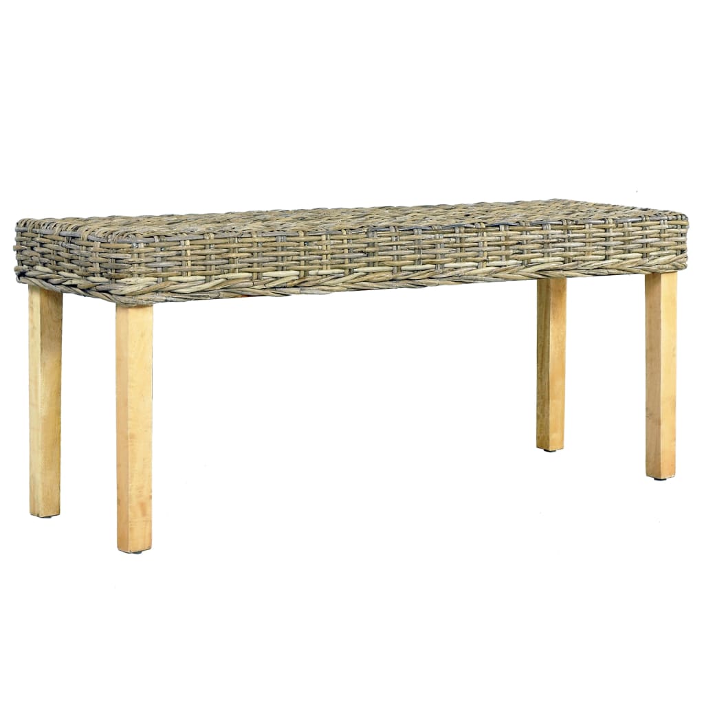 Banc 110 cm Rotin naturel kubu et bois de manguier massif Bancs de cuisine & salle à manger vidaXL   