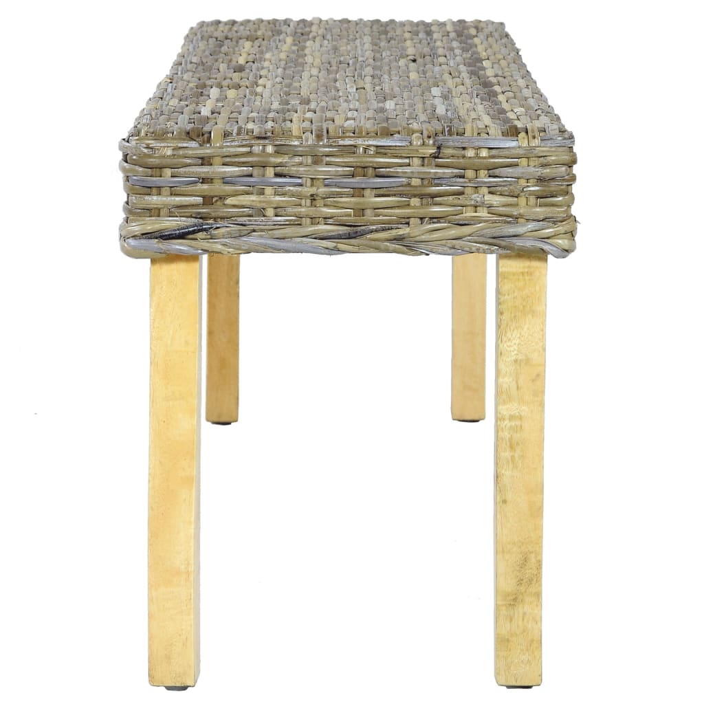 Banc 110 cm Rotin naturel kubu et bois de manguier massif Bancs de cuisine & salle à manger vidaXL   