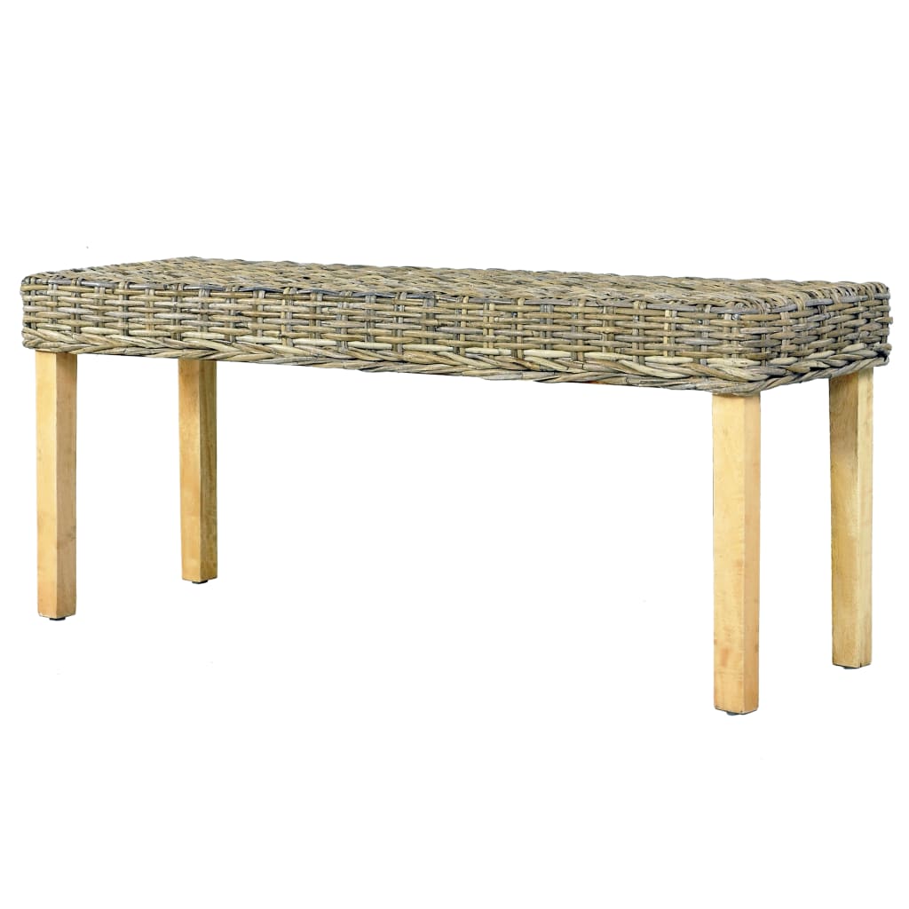 Banc 110 cm Rotin naturel kubu et bois de manguier massif Bancs de cuisine & salle à manger vidaXL   