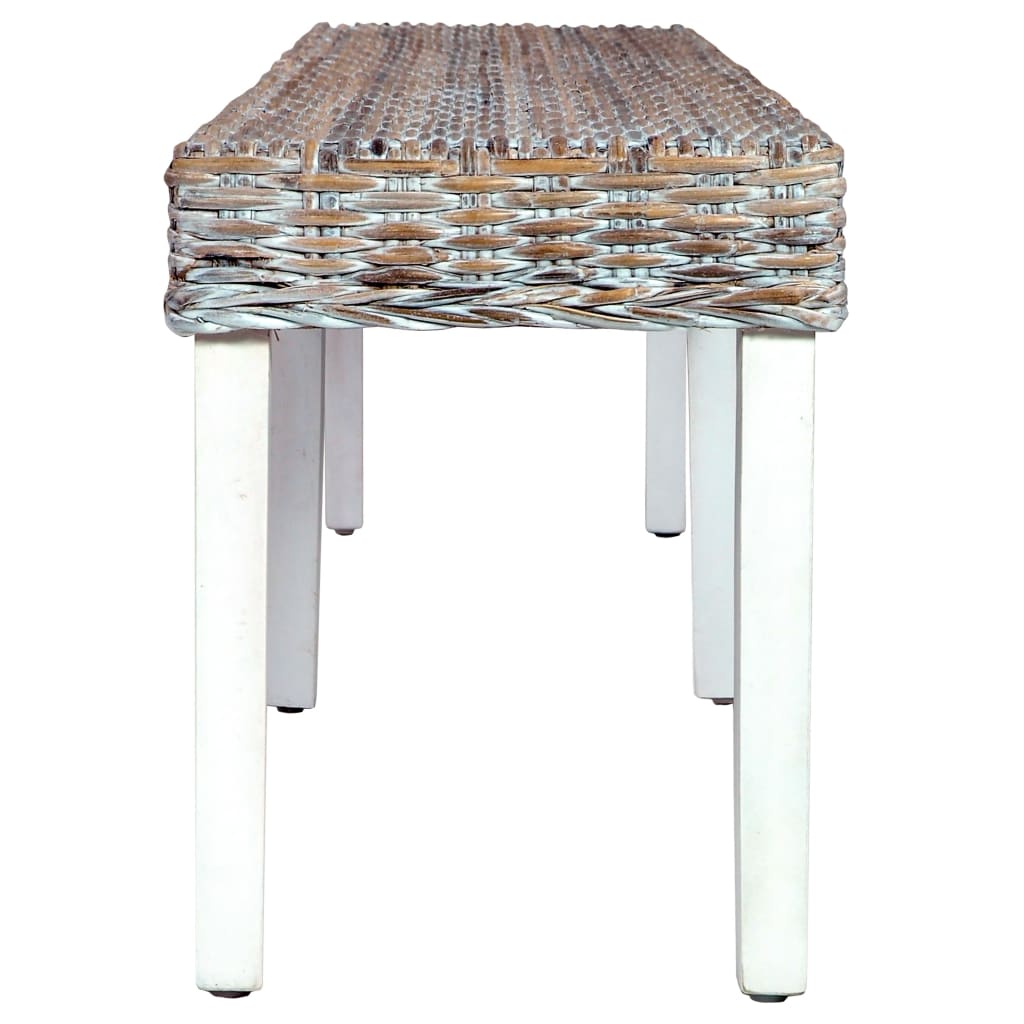 Banc 160 cm Blanc Rotin naturel kubu et bois de manguier massif Bancs de cuisine & salle à manger vidaXL   